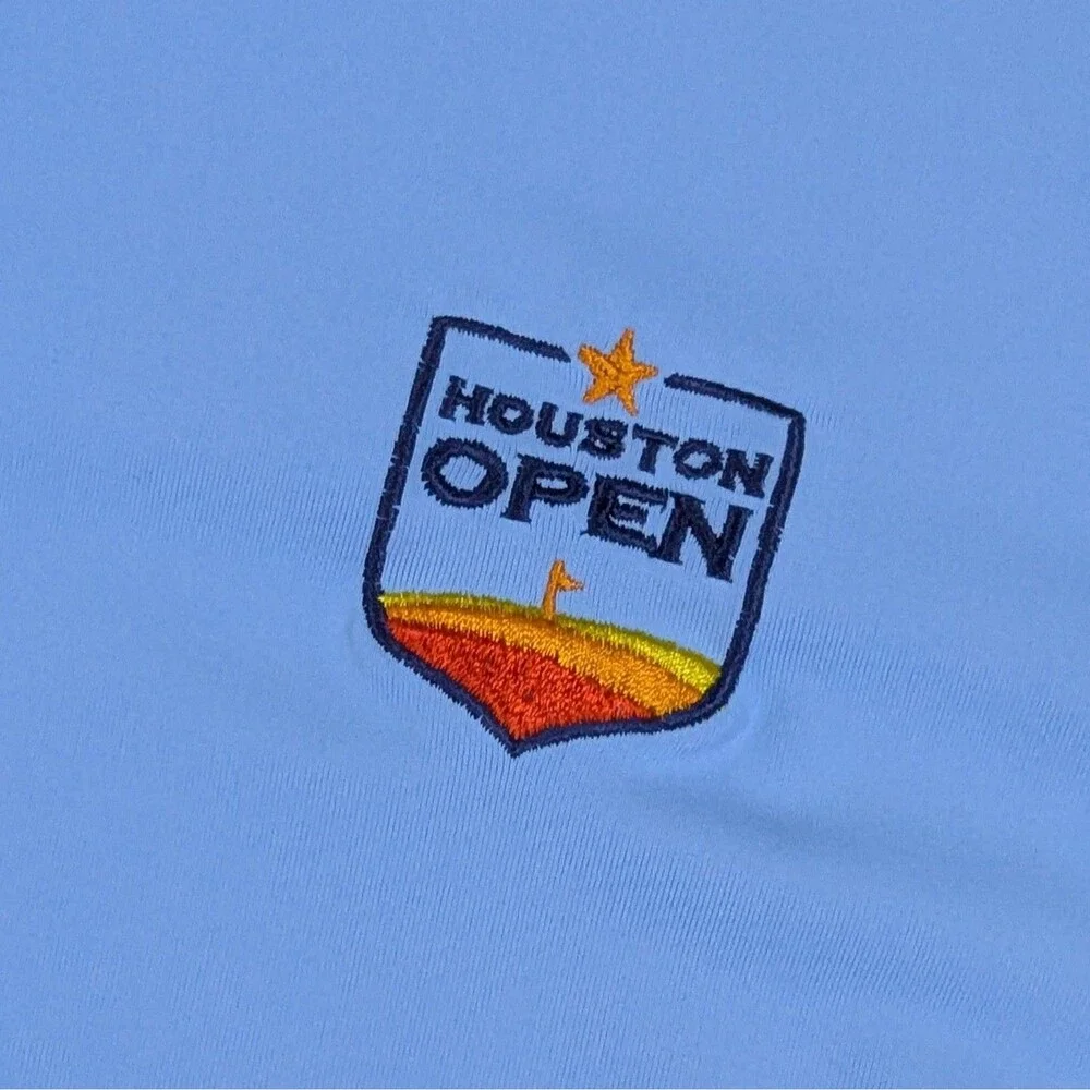 Peter Millar Houston Open Golf Polo Shirt UPF 50+ Womens XL Blue Short Sleeve - Picture 2 of 6